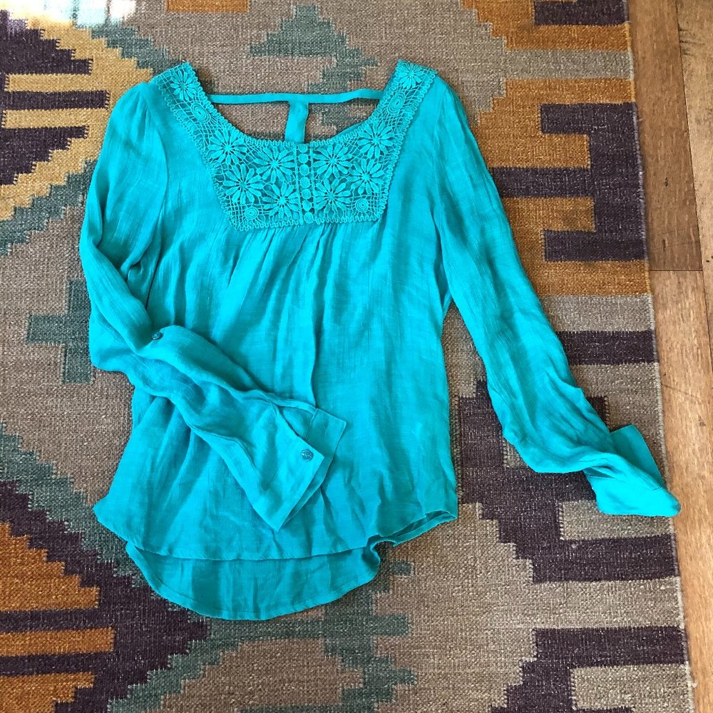 aqua blouse